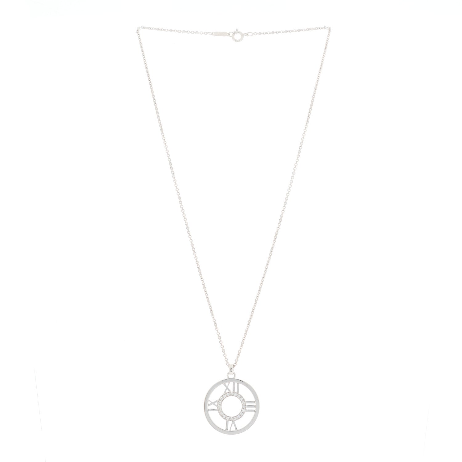 Tiffany 18K White Gold Diamond Medium Atlas Open Pendant Necklace 2 of 4