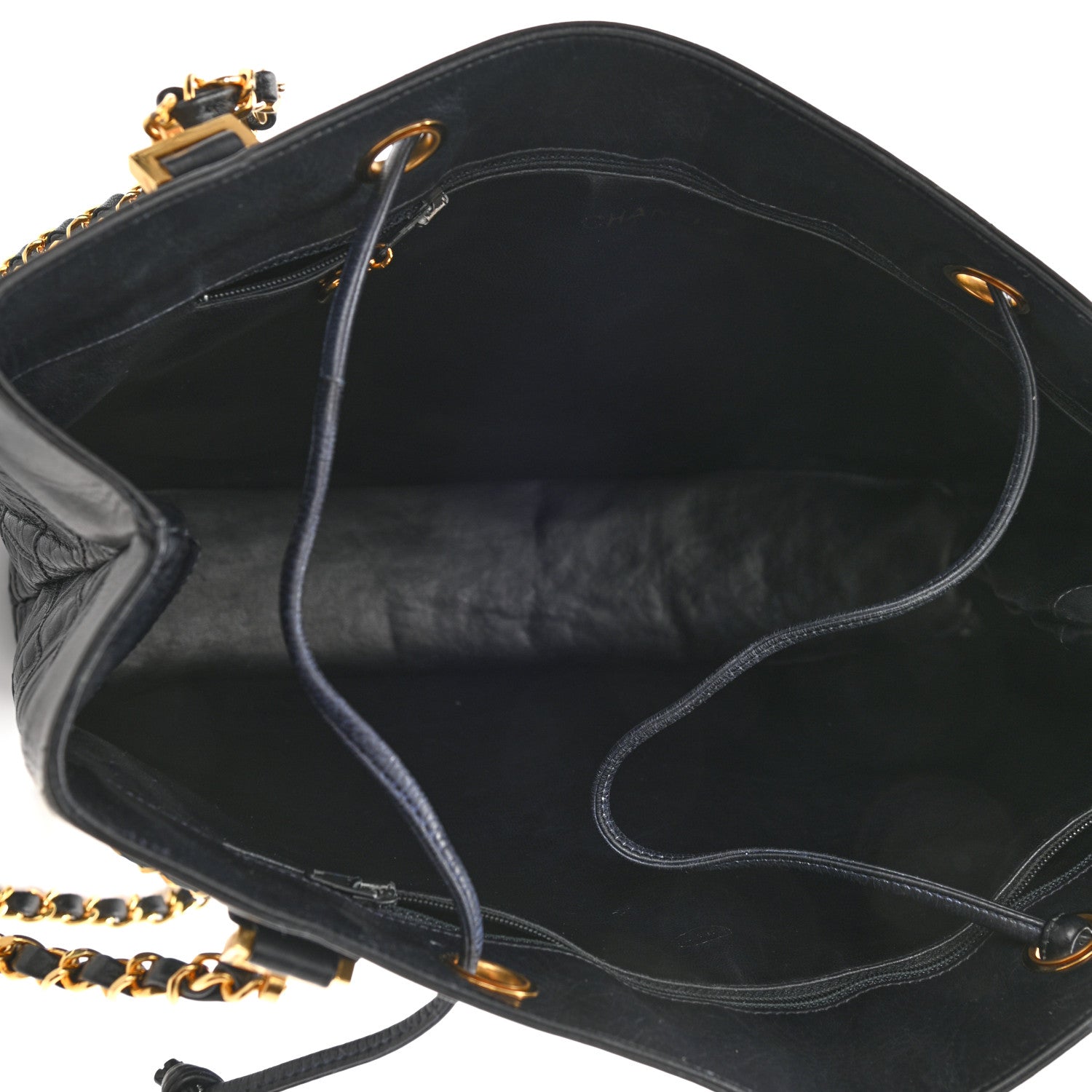 Chanel Calfskin Quilted Drawstring Shopping Tote Blue 5 of 8