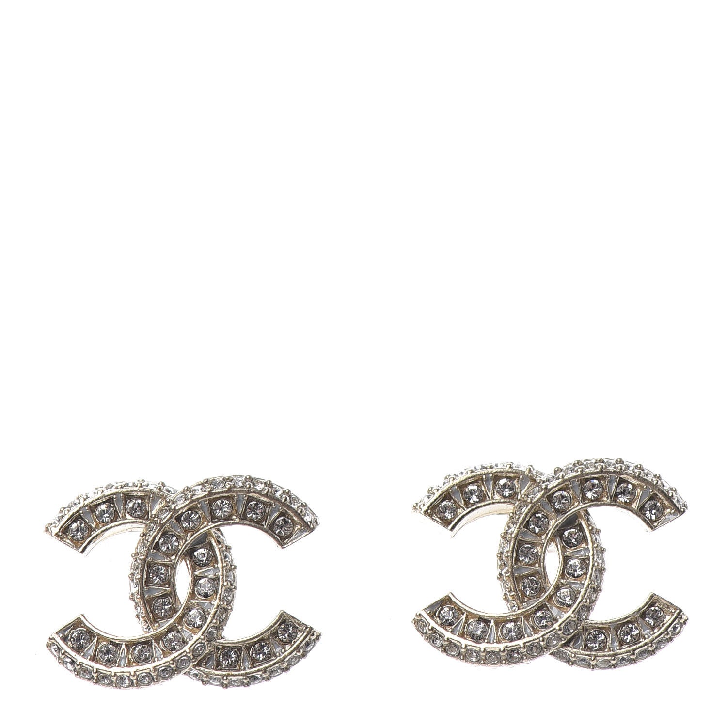 Chanel Crystal Timeless CC Earrings Light Gold 1 of 5