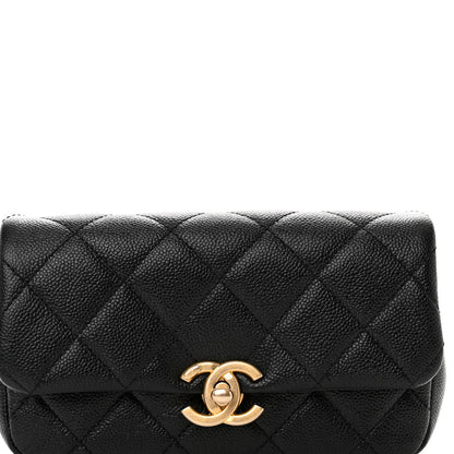 Chanel Shiny Caviar Quilted Chain Melody Waist Belt Bag Black 8 of 12