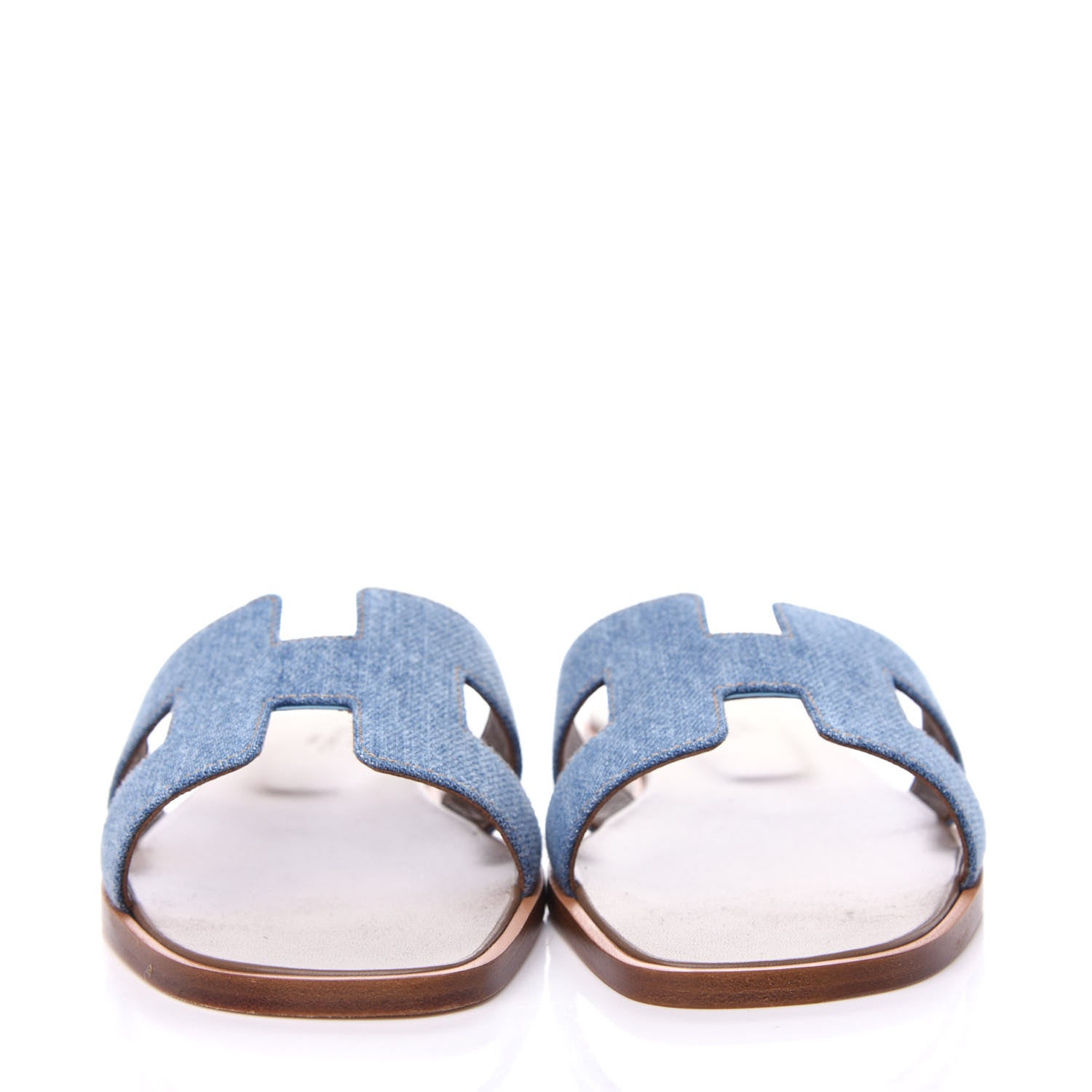 Hermes Denim Canvas Oran Sandals 36.5 Bleu Clair 2 of 11