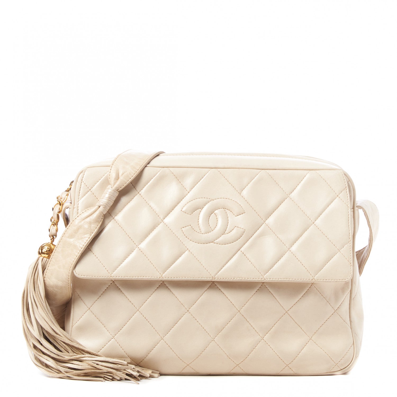 Chanel Lambskin Quilted CC Tassel Camera Case White 1 of 9
