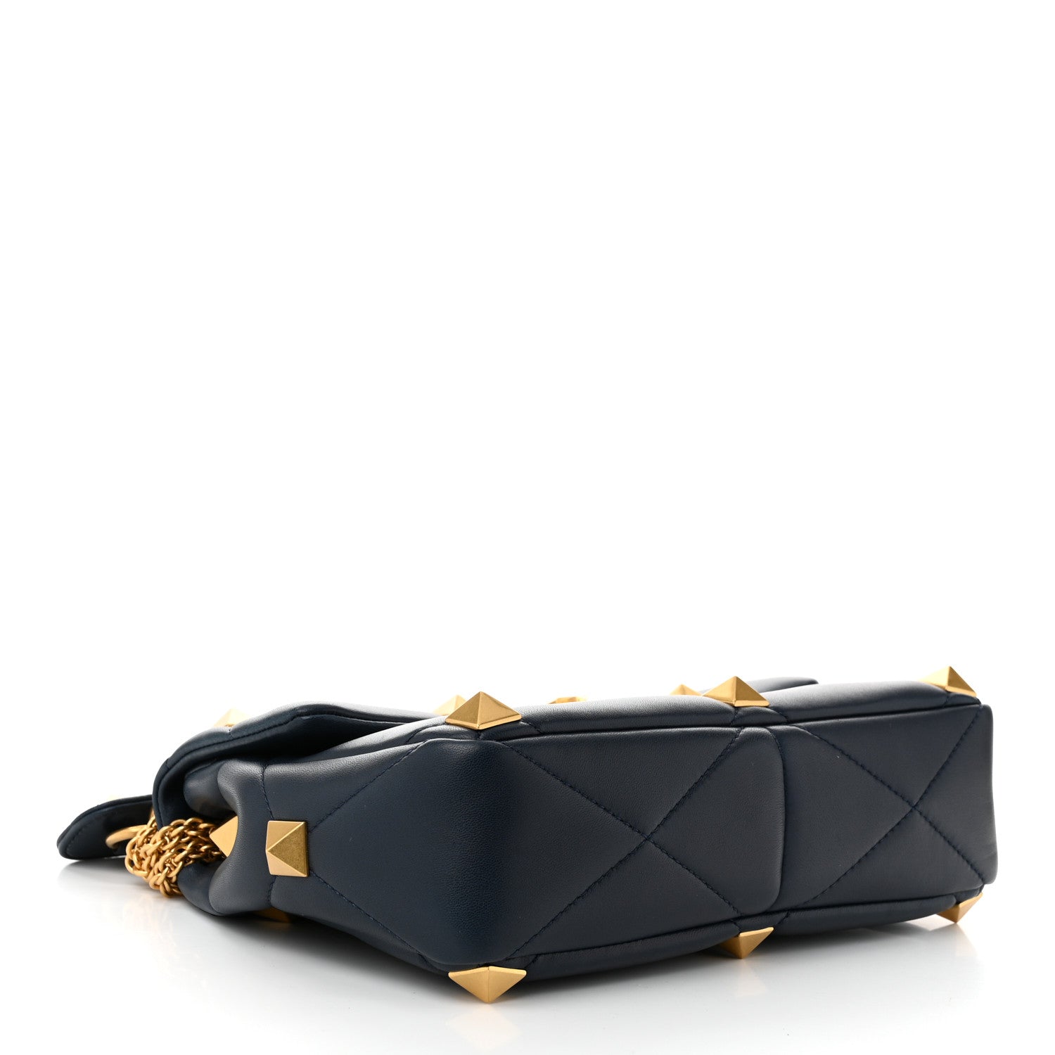 Valentino Garavani Nappa Large Roman Stud Shoulder Bag Marine 4 of 9