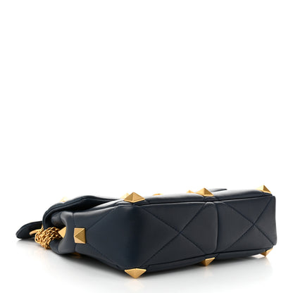 Valentino Garavani Nappa Large Roman Stud Shoulder Bag Marine 4 of 9