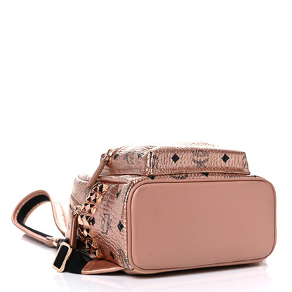 MCM Metallic Visetos Mini Side Stud Stark Backpack Champagne Gold 4 of 22