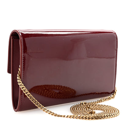 Saint Laurent Patent Uptown Chain Wallet Red Grenat 4 of 11