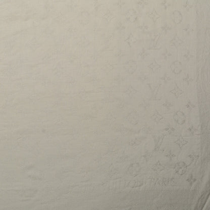 Louis Vuitton Wool Silk Monogram Shawl White 5 of 5