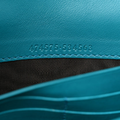 Gucci Velvet Matelasse GG Marmont Chain Wallet Pavone Cyan 7 of 10