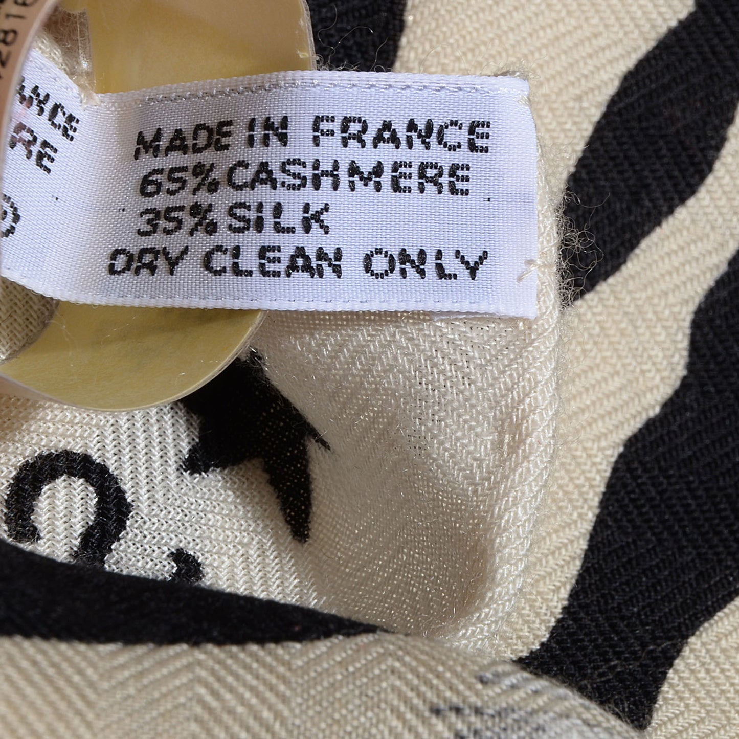 Cashmere Silk Zebra Pegasus Scarf GM 140 Blanc Noir Naturel