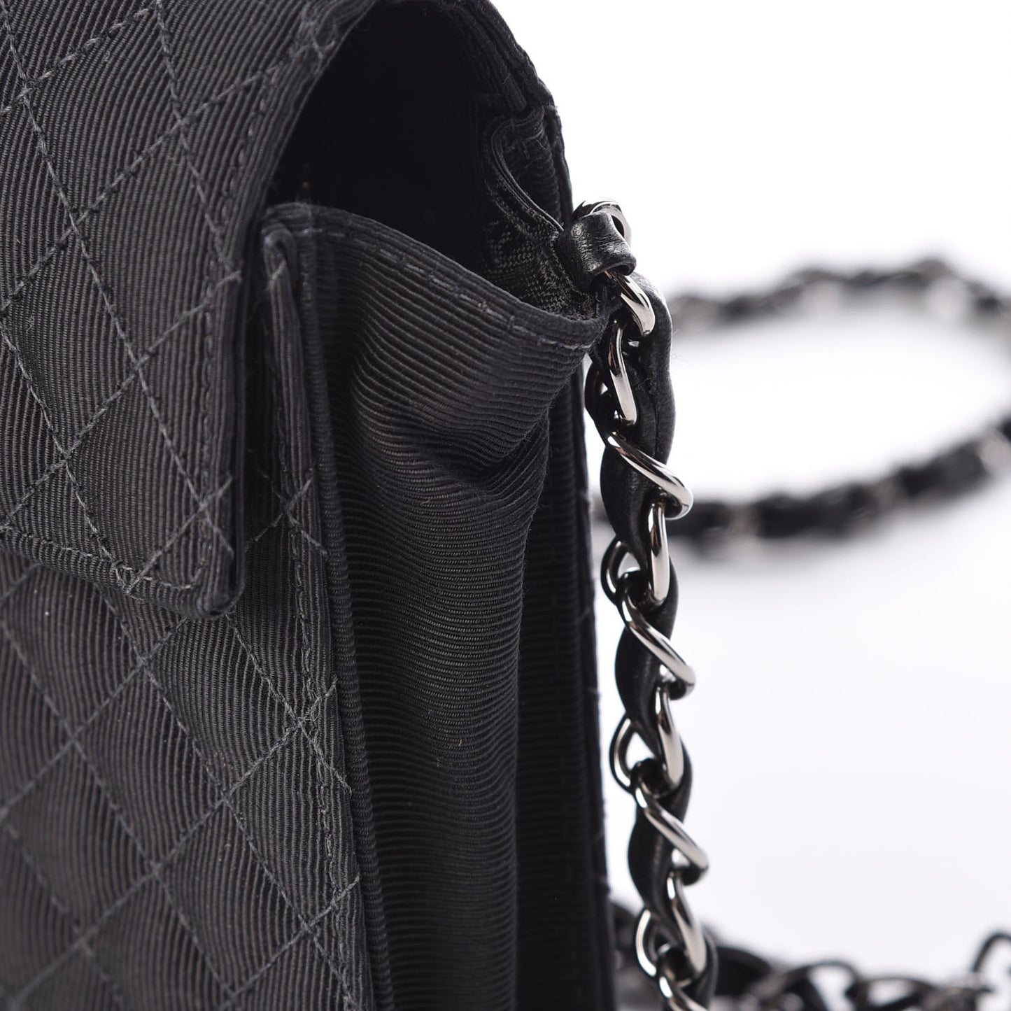 Grosgrain Quilted Embroidered Patch Flap Black