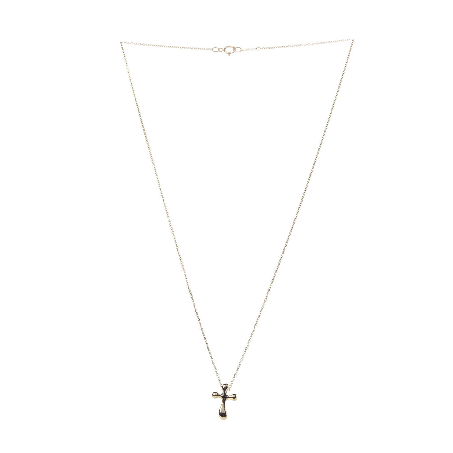 Tiffany 18K Yellow Gold Elsa Peretti Cross Pendant Necklace 3 of 7