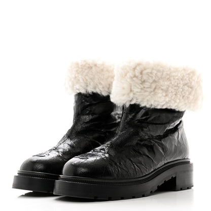 Chanel Lambskin Shearling Short Boots 39.5 Black 3 of 11