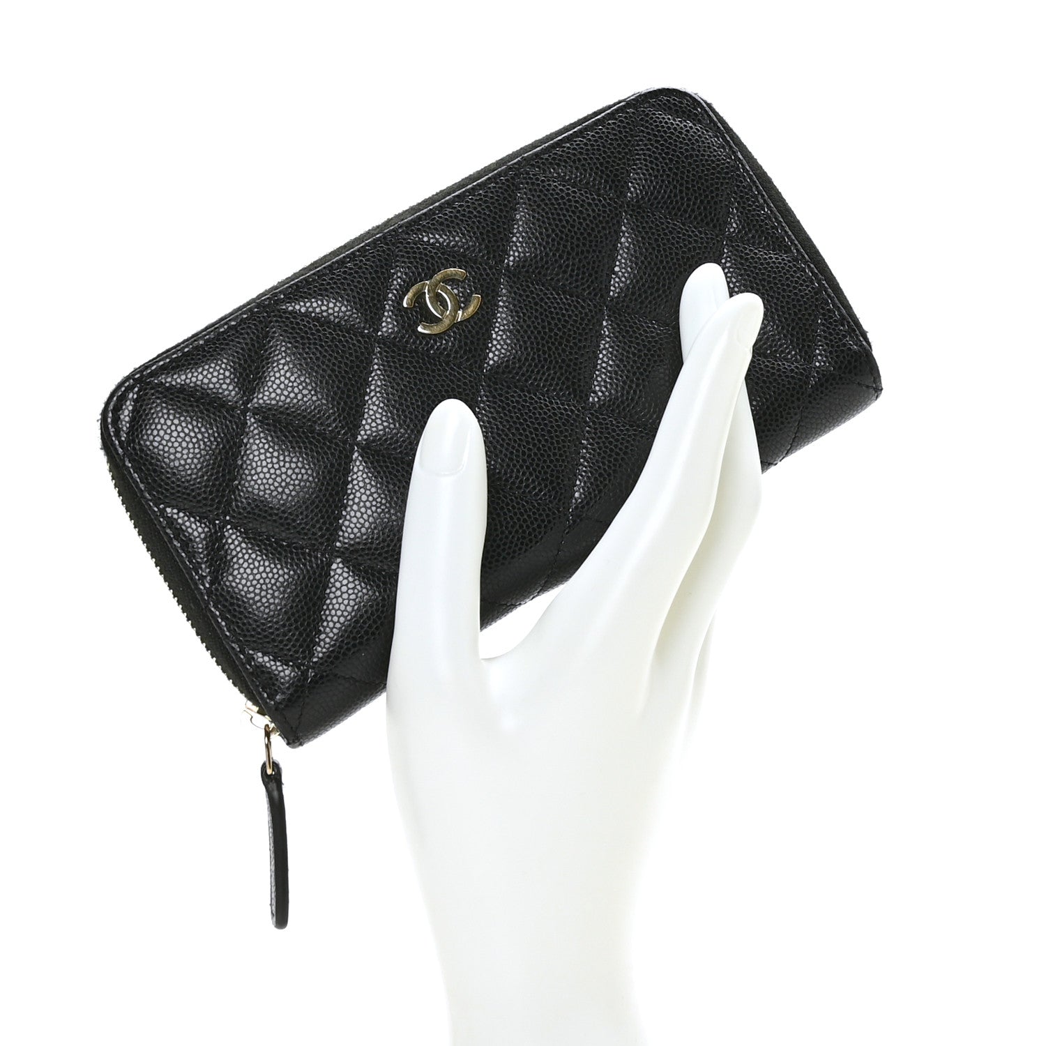 Chanel Caviar Quilted Medium Zip Around Wallet Black 2 of 9