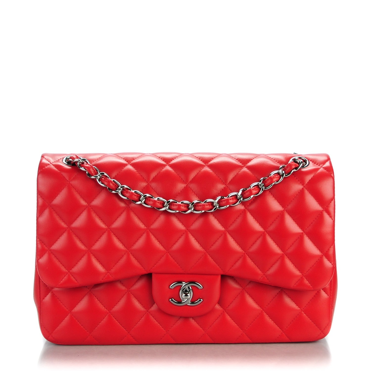 Chanel Lambskin Quilted Jumbo Double Flap Red 1 of 8
