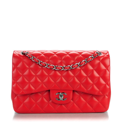Chanel Lambskin Quilted Jumbo Double Flap Red 1 of 8