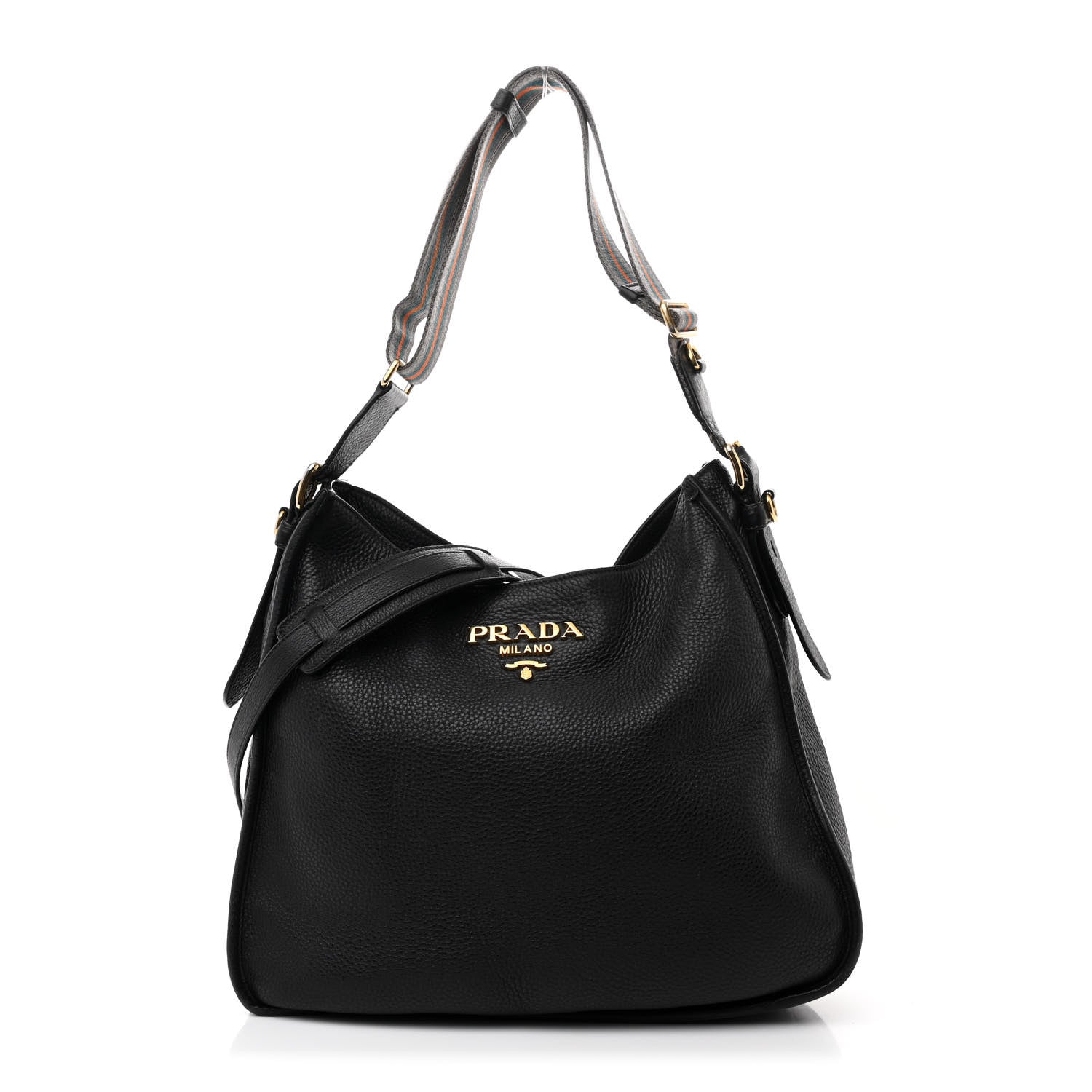 Prada Vitello Daino Hobo Messenger Bag Black 1 of 12