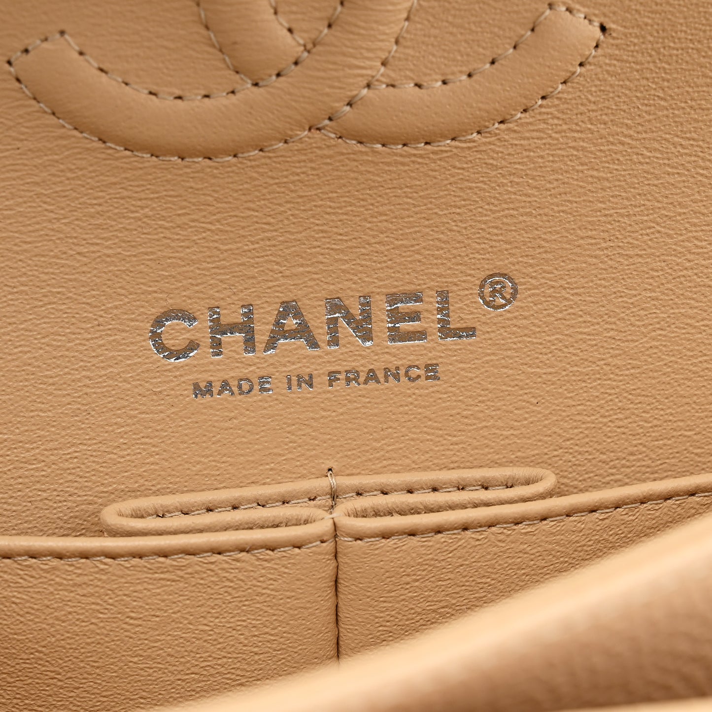 Caviar Quilted Small Double Flap Beige