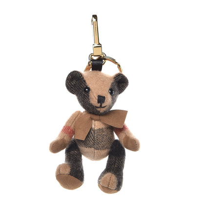 Burberry Cashmere House Check Thomas Bear Bag Charm Camel Gold 1 of 3