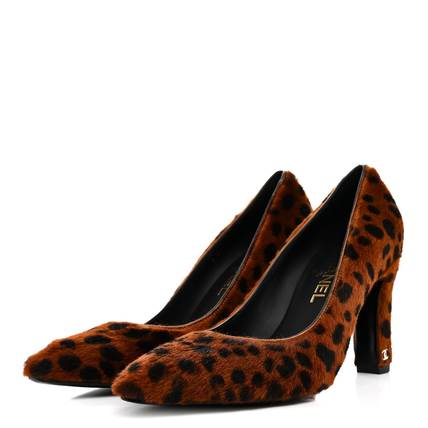 Pony Hair Lambskin Pumps 40 Brown Black