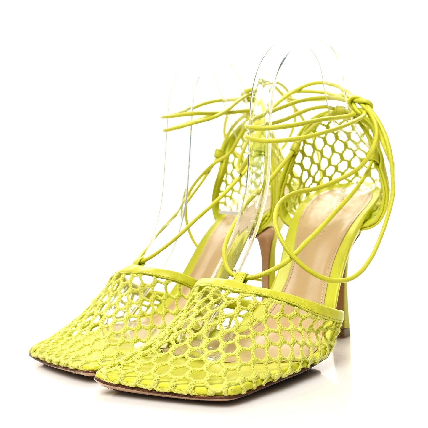 Mesh Nappa Stretch Ankle Tie Sandals 39 Kiwi