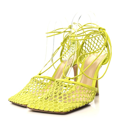 Bottega Veneta Mesh Nappa Stretch Ankle Tie Sandals 39 Kiwi 3 of 7