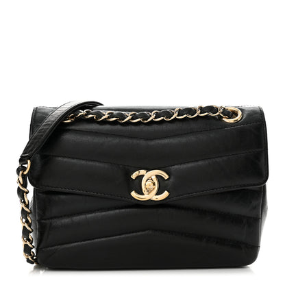Chanel Shiny Lambskin Quilted Small Chevron Miroir Black 1 of 19