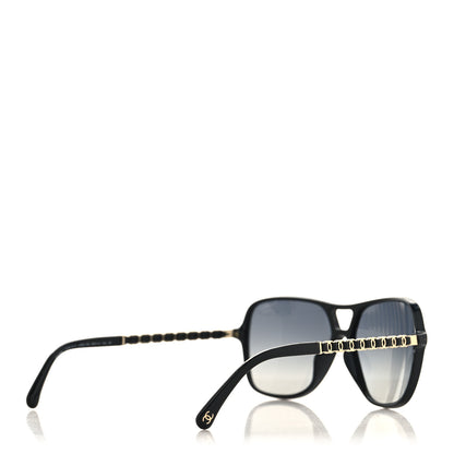 Chanel Metal Calfskin Polarized CC Chain Pilot Sunglasses 5439-Q-A Black 4 of 6