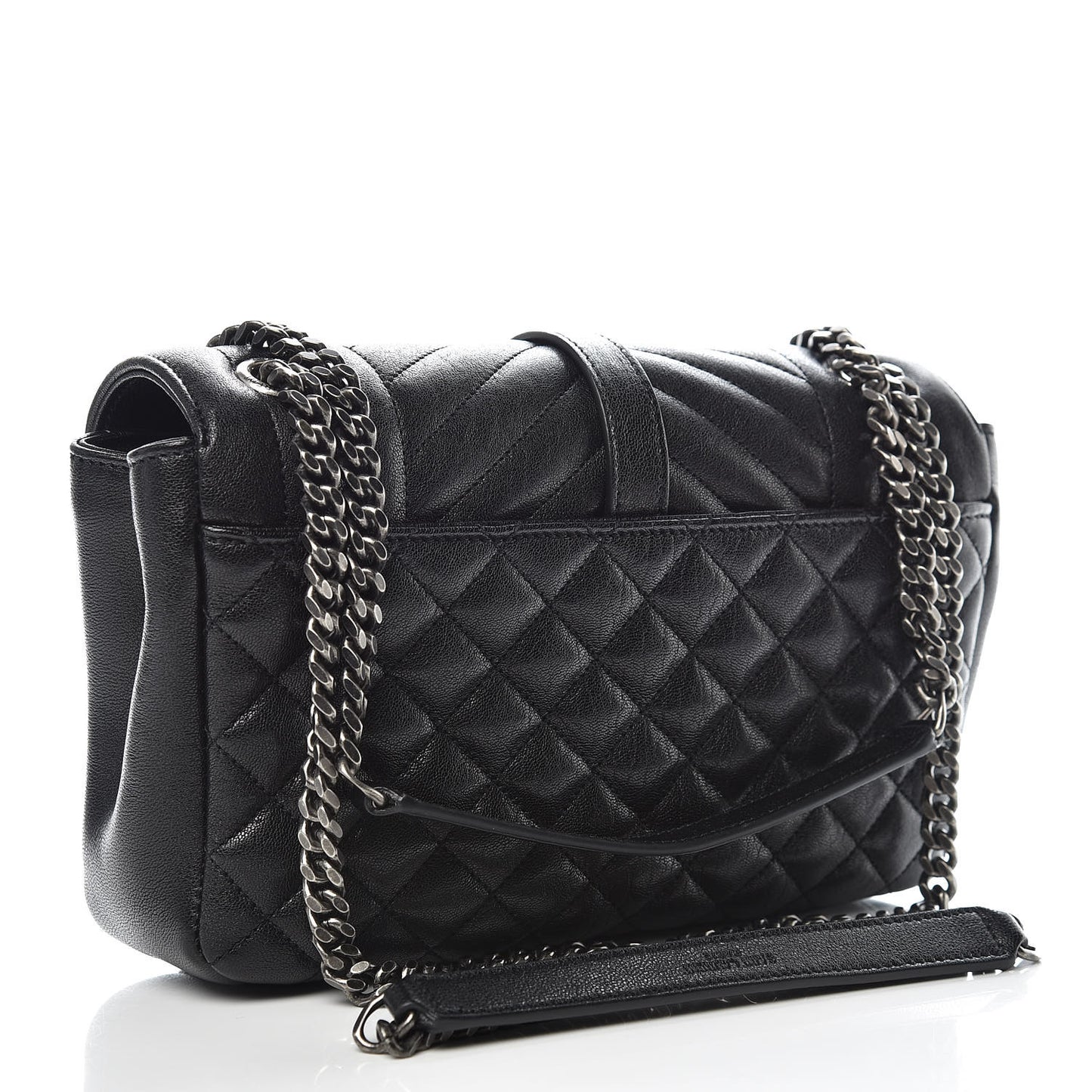 Sheepskin Tri-Quilt Monogram Medium College Bag Black