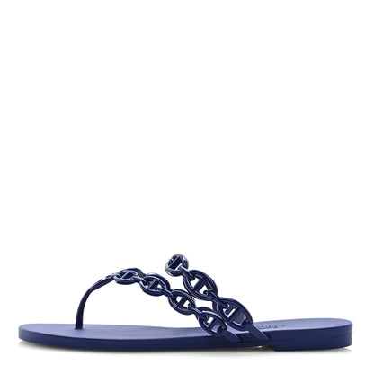 Hermes Rubber Chaine d'Ancre Island Sandals 37 Bleu Smalt 1 of 7