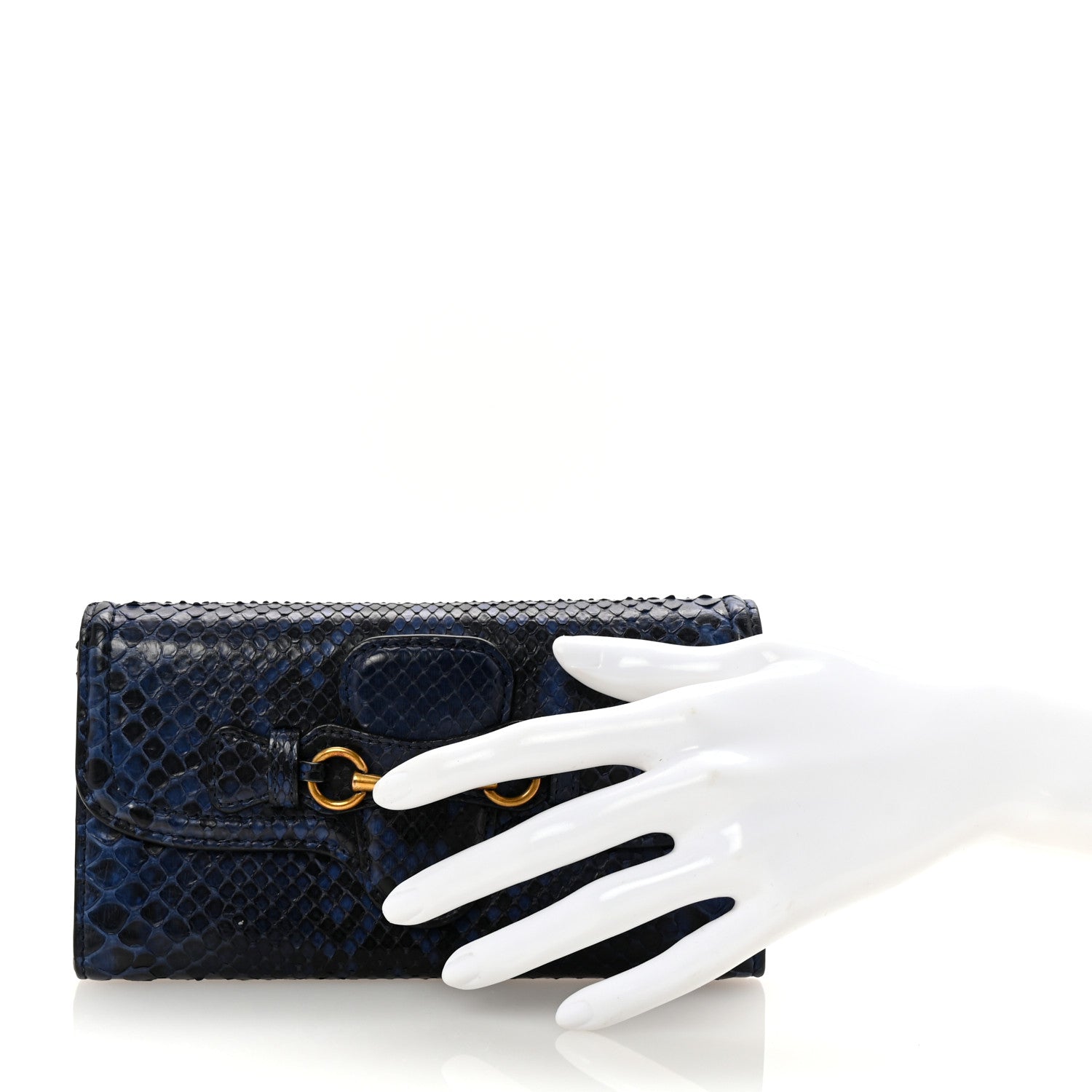 Gucci Snakeskin Horsebit 1955 Continental Wallet Blue 2 of 7