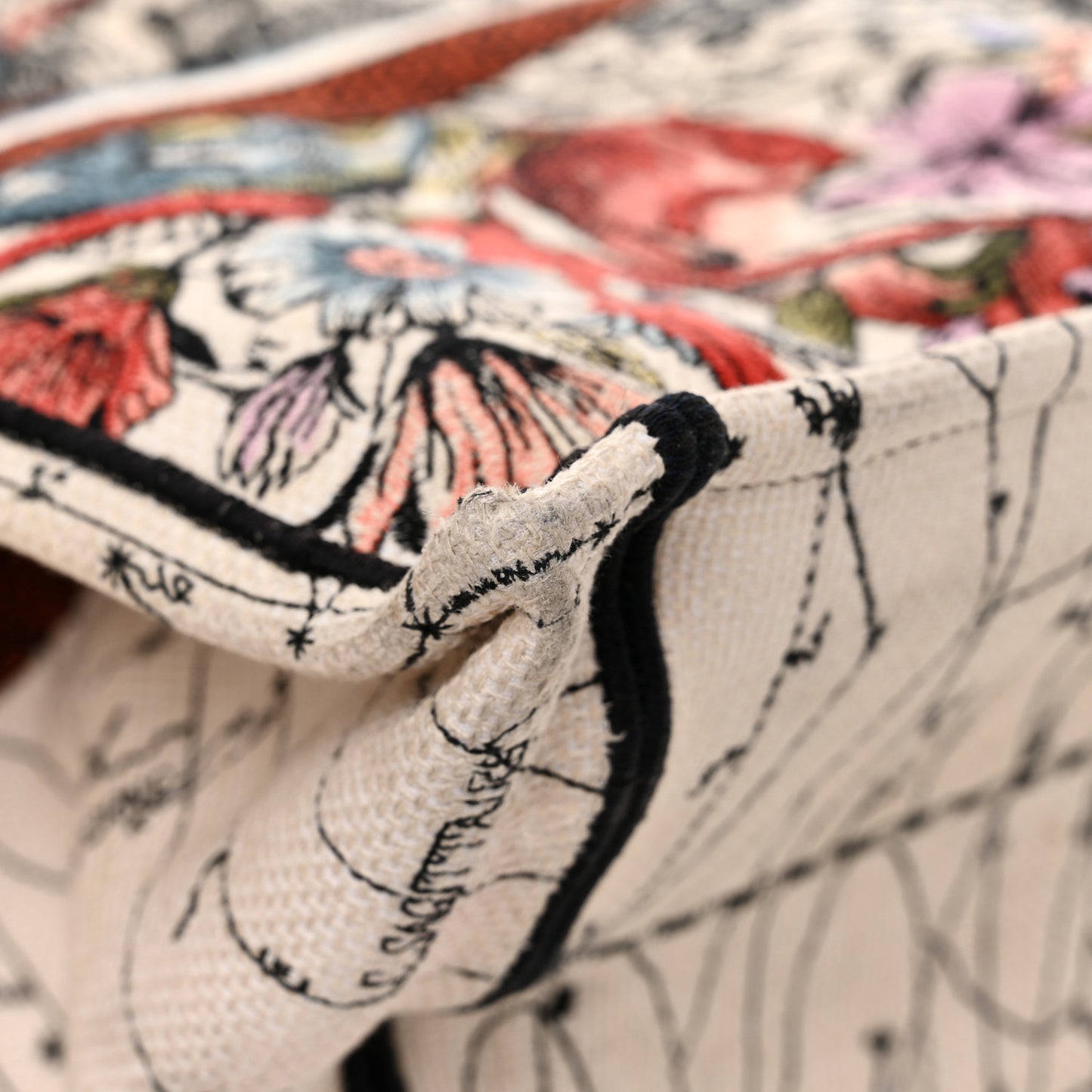 Canvas Embroidered Large Zodiac Book Tote Latte Multicolor