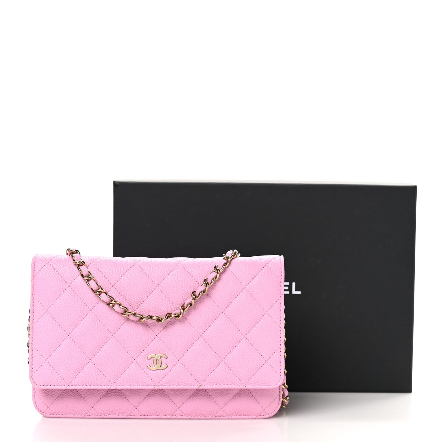 Caviar Quilted Wallet On Chain WOC Pink