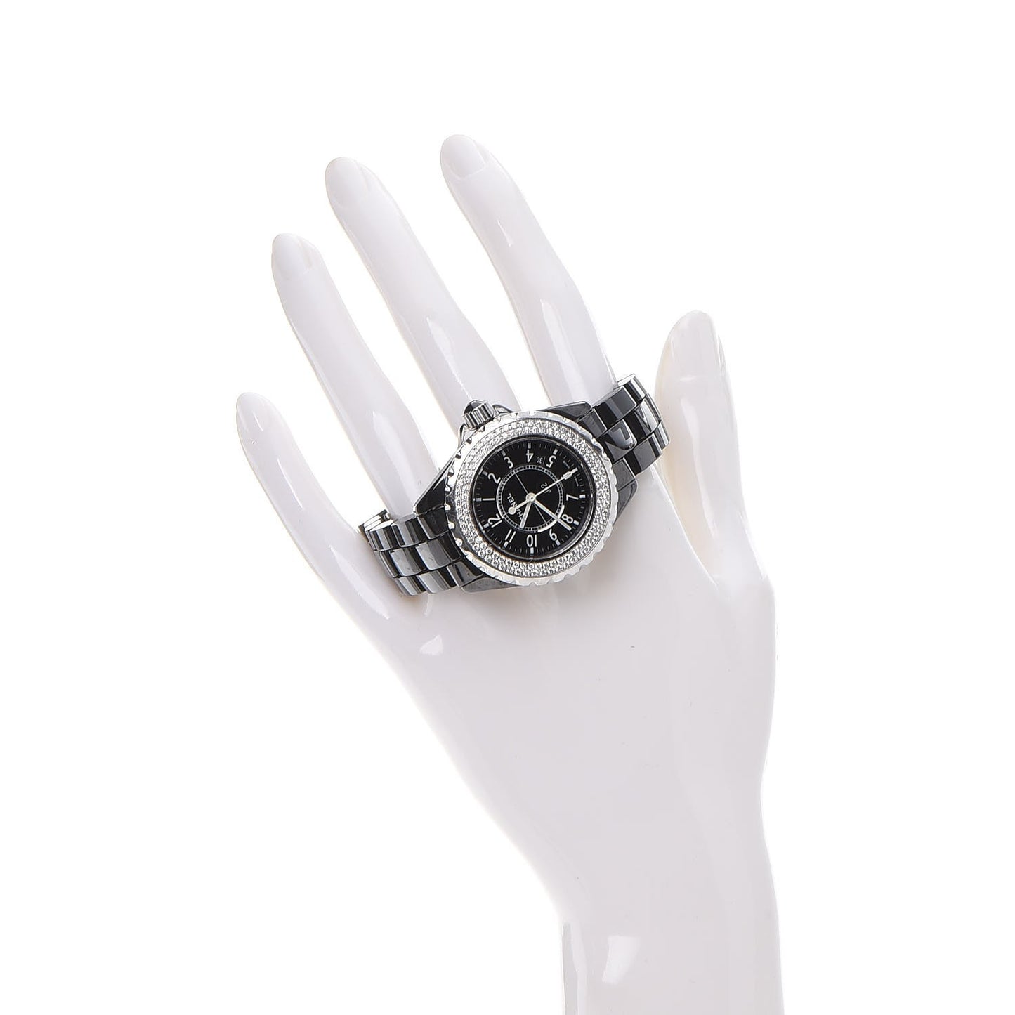 Stainless Steel Ceramic Diamond Pave Bezel 33mm J12 Quartz Watch Black