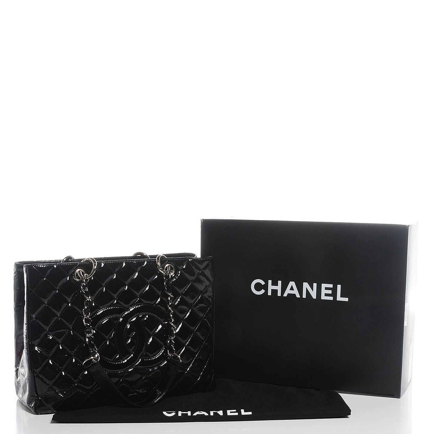 Patent Quilted Grand Shopping Tote GST Black