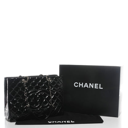 Chanel Patent Quilted Grand Shopping Tote GST Black 5 of 8