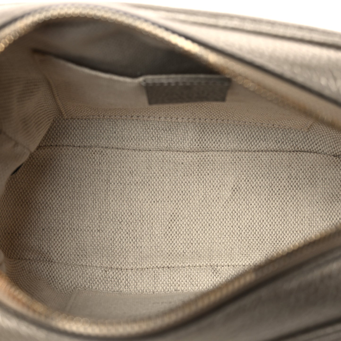 Metallic Pebbled Calfskin Small Soho Disco Bag Golden Beige