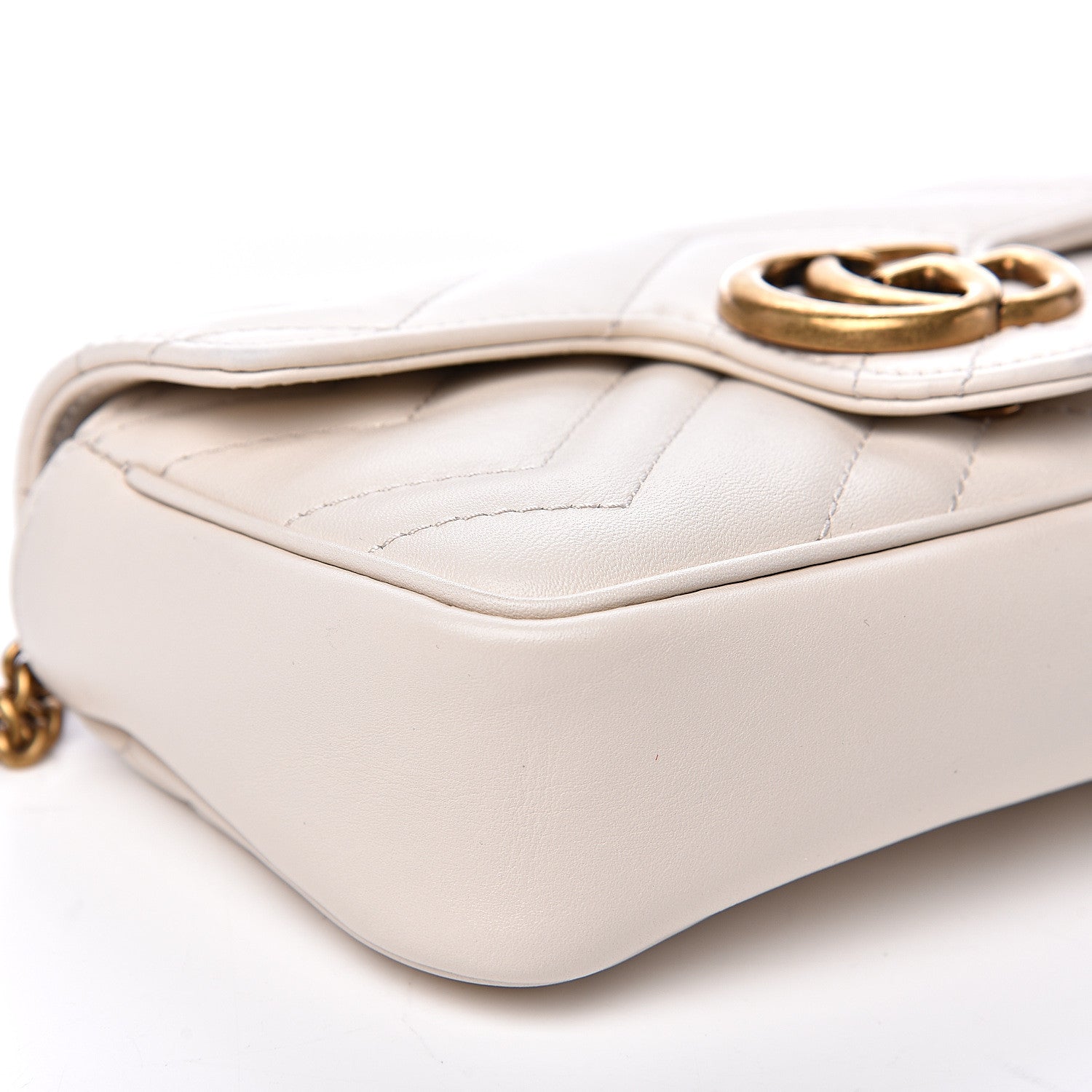 Gucci Calfskin Matelasse Super Mini GG Marmont Shoulder Bag White 7 of 11
