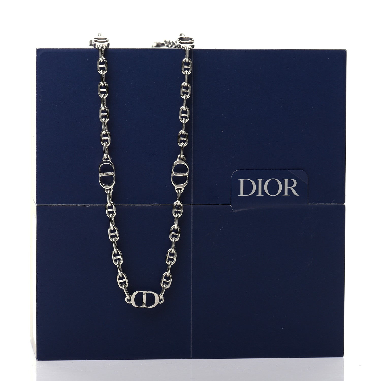 Christian Dior Palladium Grain De Cafe CD Chain Necklace Silver 6 of 6