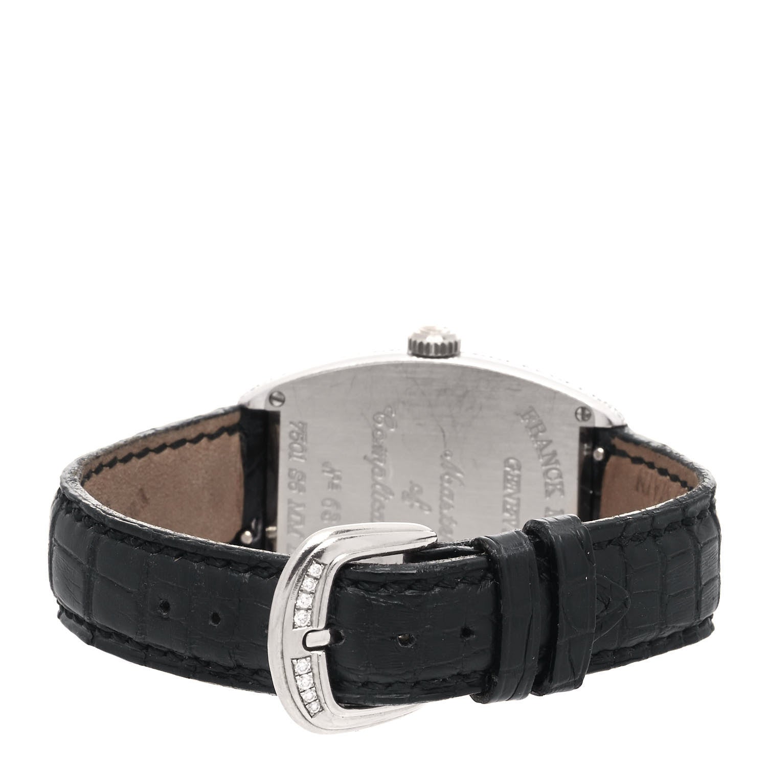 Franck Muller 18K White Gold Alligator Diamond Pave Bezel 29mm Cintree Curvex Manual Winding Watch 1750S6D 3 of 4