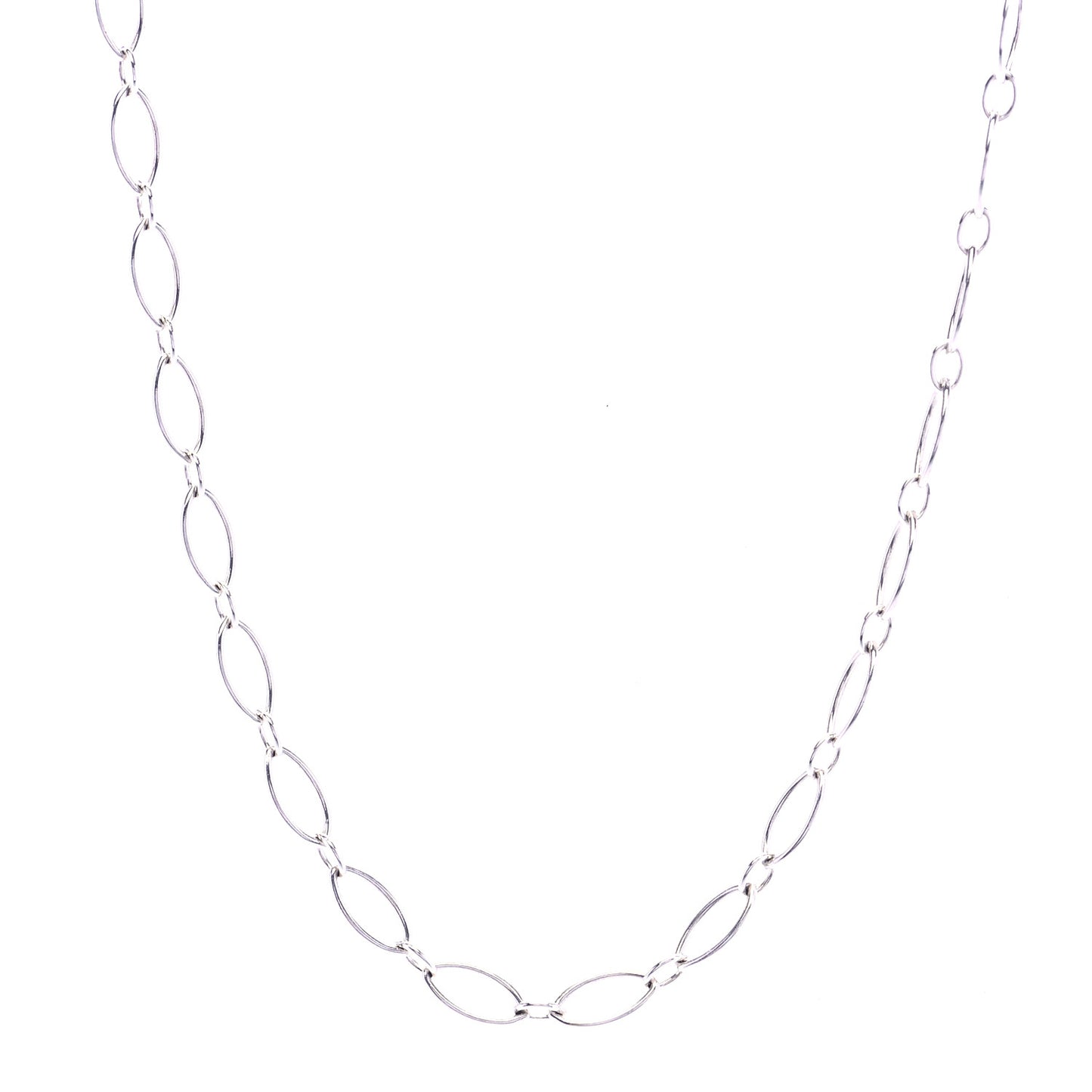Sterling Silver Oval Link Chain Necklace 36"
