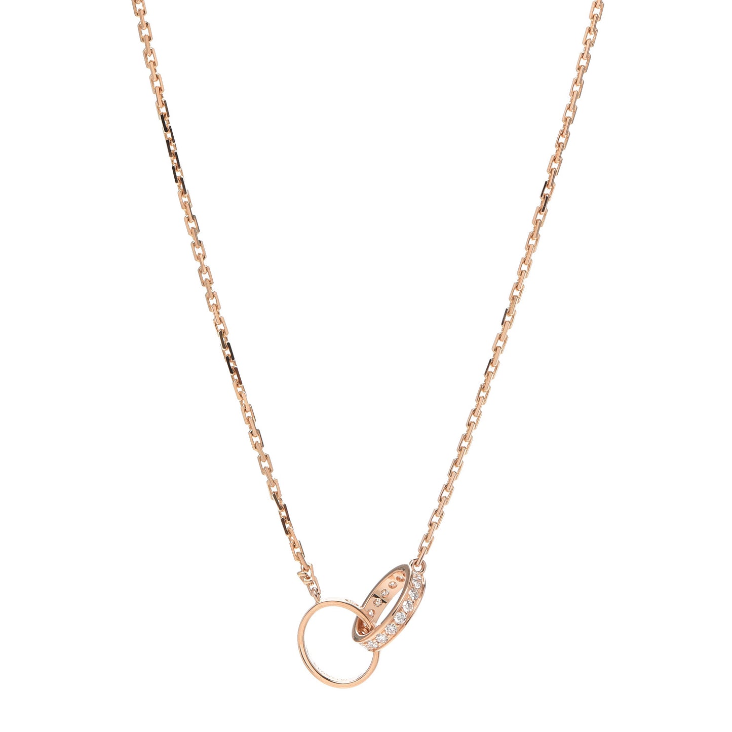 18K Pink Gold Diamond Interlocking LOVE Necklace