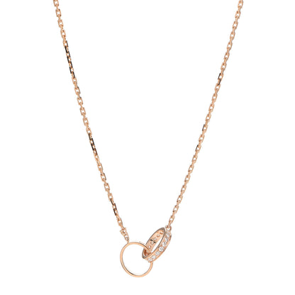 Cartier 18K Pink Gold Diamond Interlocking LOVE Necklace 1 of 5
