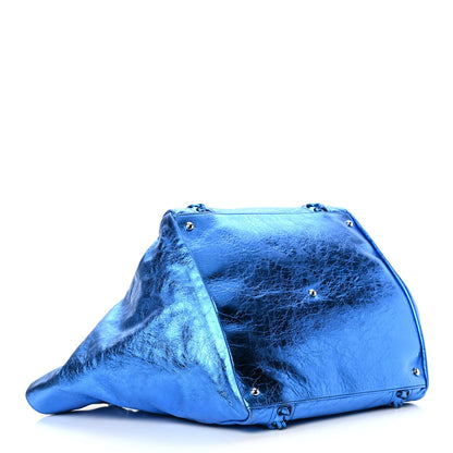 Chanel Metallic Cracked Calfskin Modern Chain Tote Blue 4 of 13