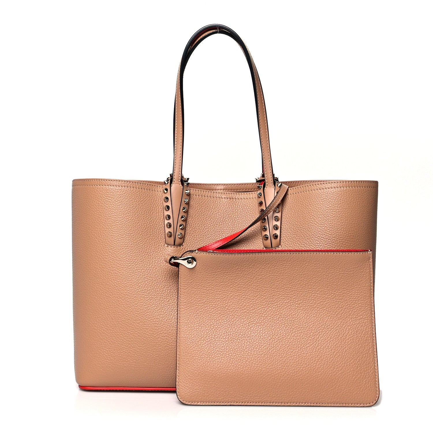 Christian Louboutin Calfskin Empire Spikes Small East West Cabata Tote Nude 1 of 10