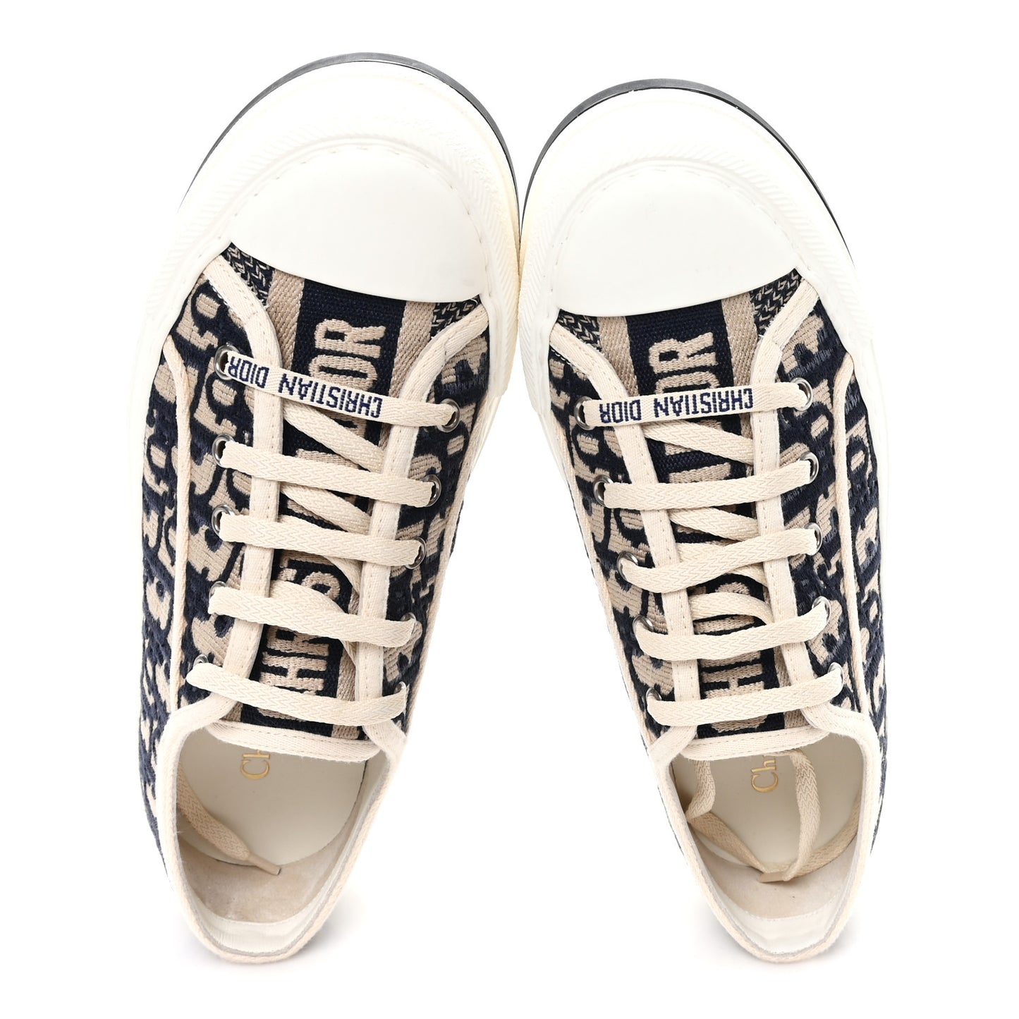 Canvas Oblique Walk'N'Dior Low Top Sneakers 37.5 Deep Blue