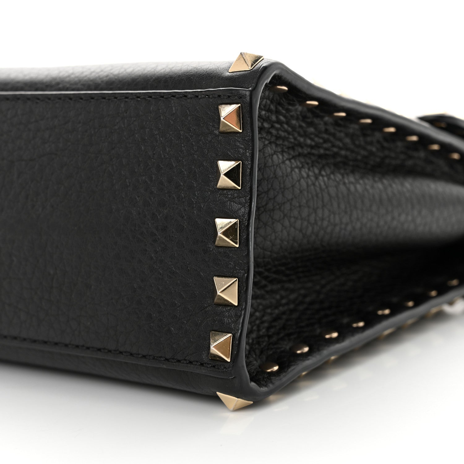 Valentino Garavani Pebbled Calfskin Rockstud Flip Lock Top Handle Bag Black 9 of 9