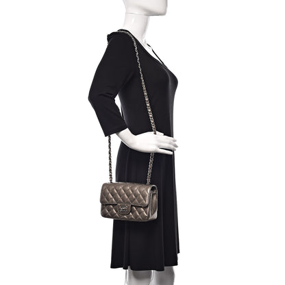 Chanel Iridescent Calfskin Quilted Mini Rectangular Flap Dark Silver 2 of 13