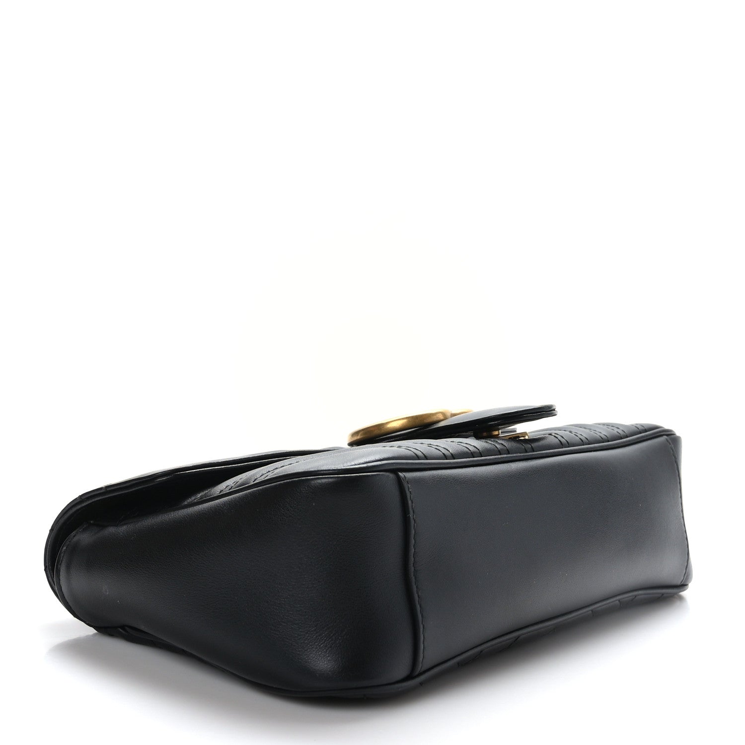 Gucci Calfskin Matelasse Small GG Marmont Shoulder Bag Black 4 of 9