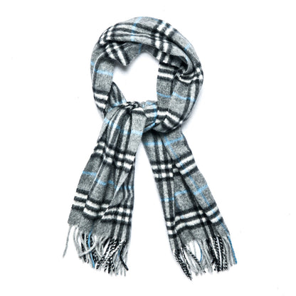 Burberry Cashmere Nova Check Fringe Scarf Grey 1 of 4