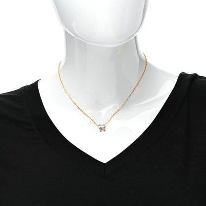 Hermes Lacquered Gold Mini Pop H Pendant Necklace Celeste 2 of 6